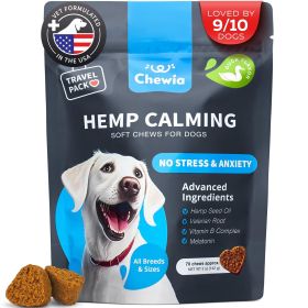 Hemp Calming Chews for Dogs Anxiety Dog Calming Treats with Melatonin Valerian Root Chamomile Extract & Vitamin B Complex Travel Pack Canine Chew