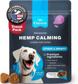 Hemp Calming Chews for Dogs Anxiety Relief Dog Calming Treats with Melatonin Chamomile Extract Valerian Root Travel Pack Anxiety Relief Chews for