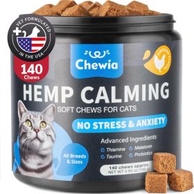 Cat Calming Treats Hemp Calming Care for Cats Cat Melatonin Soft Chews with Hemp Seed Oil and Probiotics Cat Anxiety Relief Storms Travel Groomin