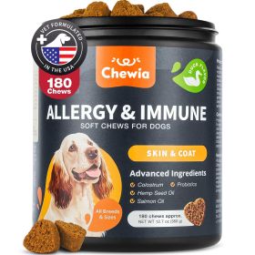 Soft Chewables for Dogs Supplement Canine Immunity Support for All Breeds Allergy Immune Chews with Probiotics & Colostrum