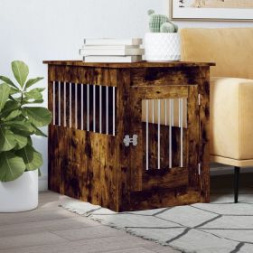 Dog Crate Furniture Smoked Oak 21.7"x31.5"x26.8" Engineered Wood