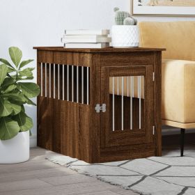 Dog Crate Furniture Brown Oak 21.7"x31.5"x26.8" Engineered Wood