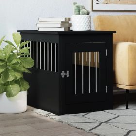 Dog Crate Furniture Black 21.7"x29.5"x25.6" Engineered Wood