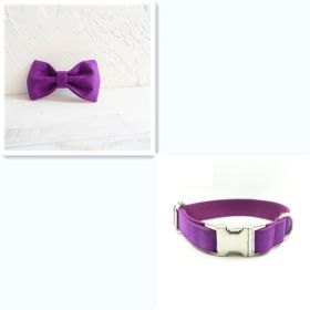 Pet bow tie Solid dog collar bow accessories (Option: Purple Bset-XS)