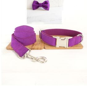 Pet bow tie Solid dog collar bow accessories (Option: Purple Cset-XS)