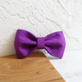 Pet bow tie Solid dog collar bow accessories (Option: Purple-XL)