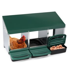 3-compartment Chicken Feeding Trough (Color: Green)