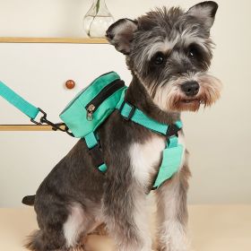 Pet Harness And Leash Set For Dog & Cat; No Pull Dog Vest Harness With Backpack; Cute Dog Leash (Color: Green, size: S)