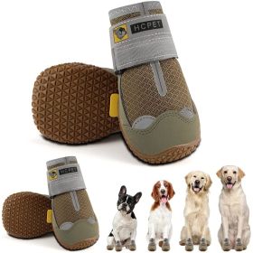 Dog Boots Breathable Dog Shoes for Small Medium Large Dogs; Waterproof Anti-Slip Puppy Booties Paw Protector for Hot Pavement Winter Snow Hiking (Color: Khaki-waterproof, size: #1 (width 1.37 inch) for 10-23 lbs)