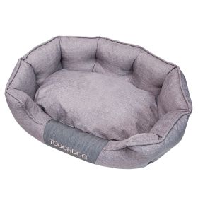 Touchdog 'Concept-Bark' Water-Resistant Premium Oval Dog Bed (Color: Grey, size: large)