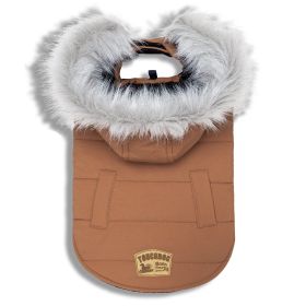 Touchdog 'Eskimo-Swag' Duck-Down Parka Dog Coat (Color: Brown, size: X-Large)