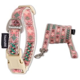 Touchdog 'Carpentry Patterned' Tough Stitched Embroidered Collar and Leash (Color: Brown, size: medium)