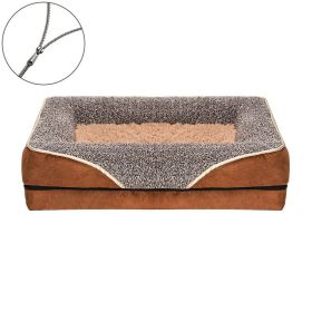 Removable And Washable Pet Dog Sofa And Dog Bed, Dog Nest,  Pet Bed Sofa, Comfortable And Soft, Cat Sofa Bed With Raised Edges To Protect The Nec (Color: Brown, size: L ( 39.37*23.62*6.3 in ))