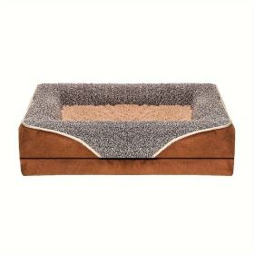 Removable And Washable Pet Dog Sofa And Dog Bed, Dog Nest,  Pet Bed Sofa, Comfortable And Soft, Cat Sofa Bed With Raised Edges To Protect The Nec (Color: Brown, size: M ( 29.53 *19.69*4.72 in))