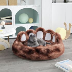 Cute Dog Bed Bear Paw Shape Pet Bed - Dog Beds & Furniture for Small and Medium Dogs, Cat Beds for Indoor Cats (Color: Tie-dye deep coffee, size: M-70cm/28inch)